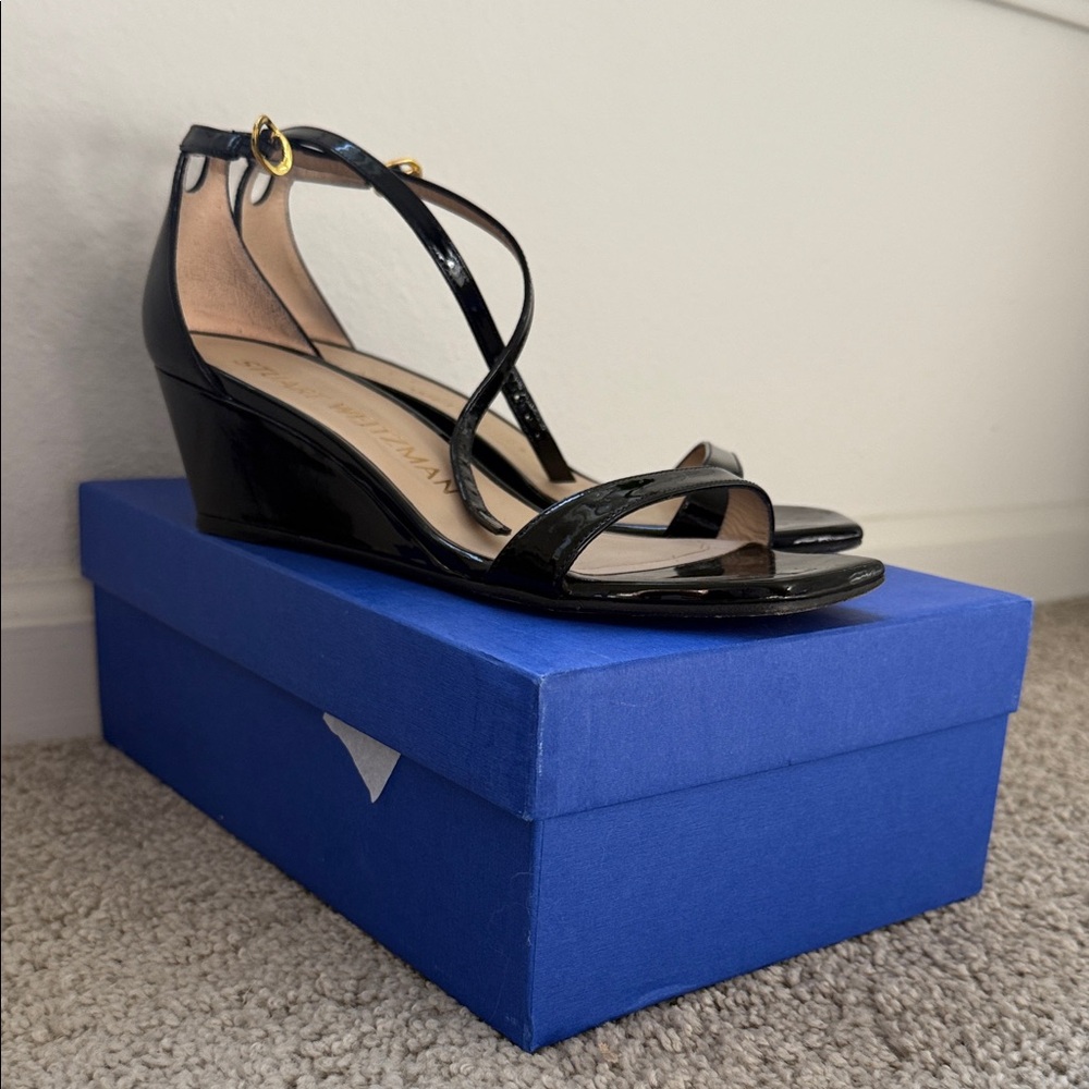 Stuart Weitzman Black Patent Wedges